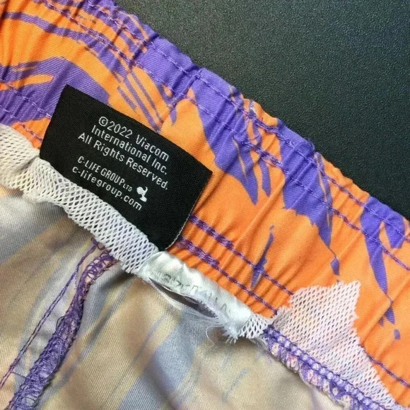 Vintage MTV Mens Music Television Logo Board Shorts Swim Trunks Orange Purple La - Picture 8 of 10